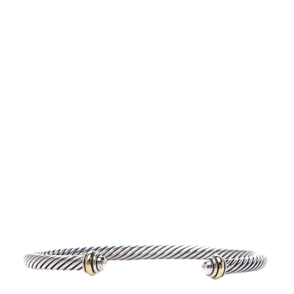 David Yurman Sterling Silver 18K Yellow Gold 4mm Cable Classics Bracelet 1 of 5