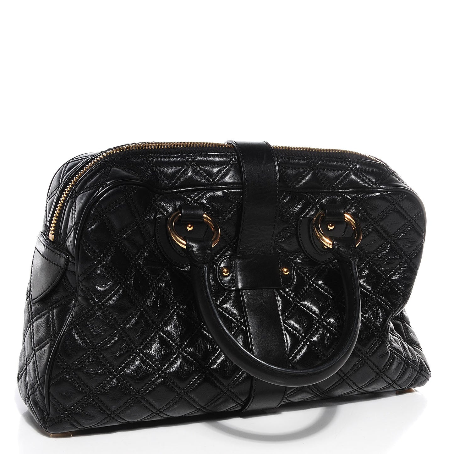 Nappa Leather Quilted Venetia Satchel Black
