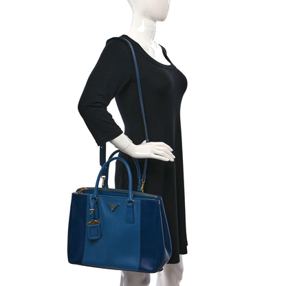 Prada Saffiano Lux Colorblock Medium Galleria Double Zip Tote Bluette Cobalto 2 of 9
