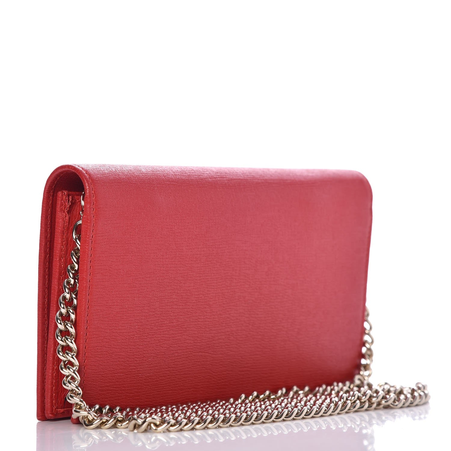 Gucci Textured Calfskin Medium Betty Chain Wallet Tabasco Red 3 of 10