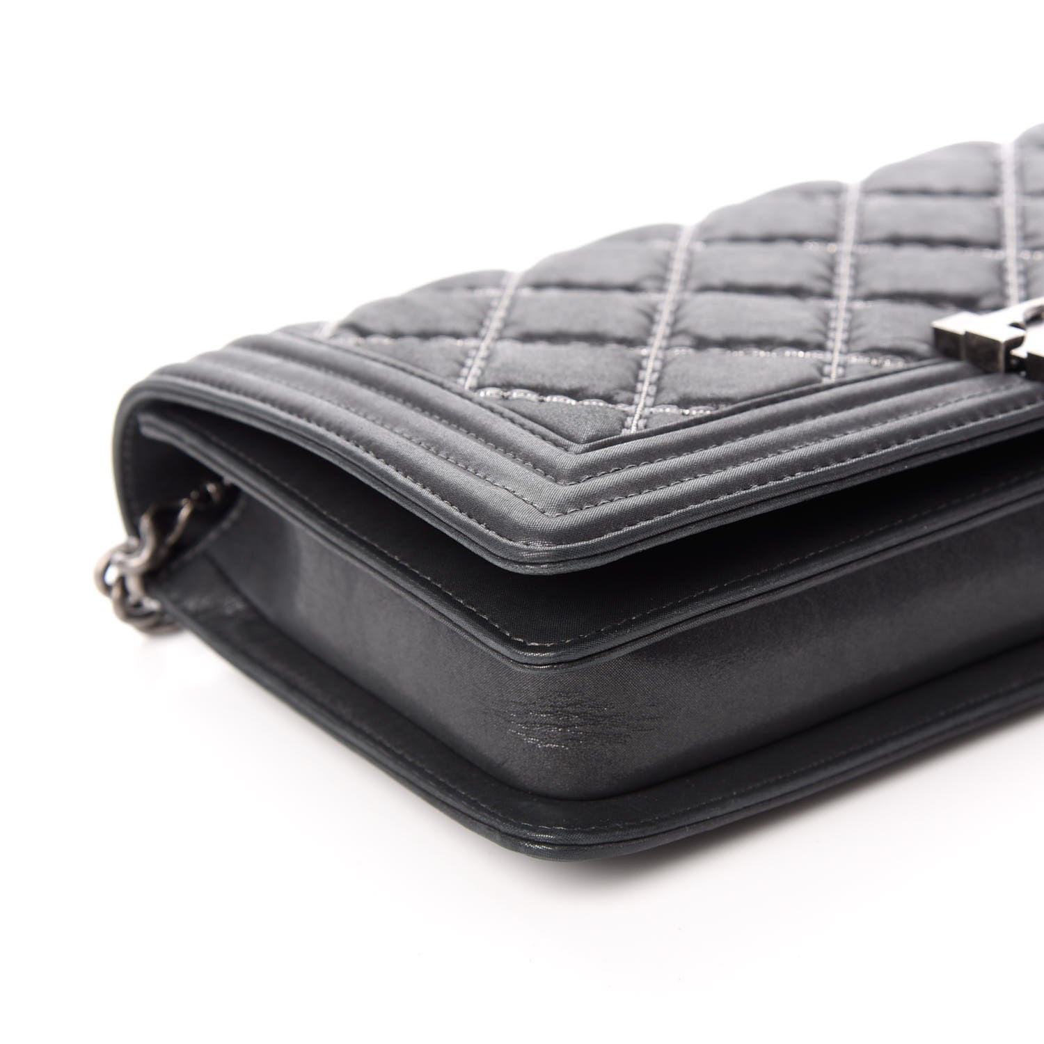 Chanel Iridescent Calfskin Embellished Double Stitch Boy Flap Black 8 of 10