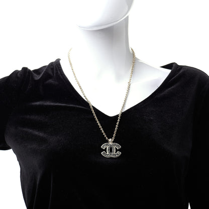 Chanel Metal Crystal Scarab CC Necklace Gold Silver 2 of 6