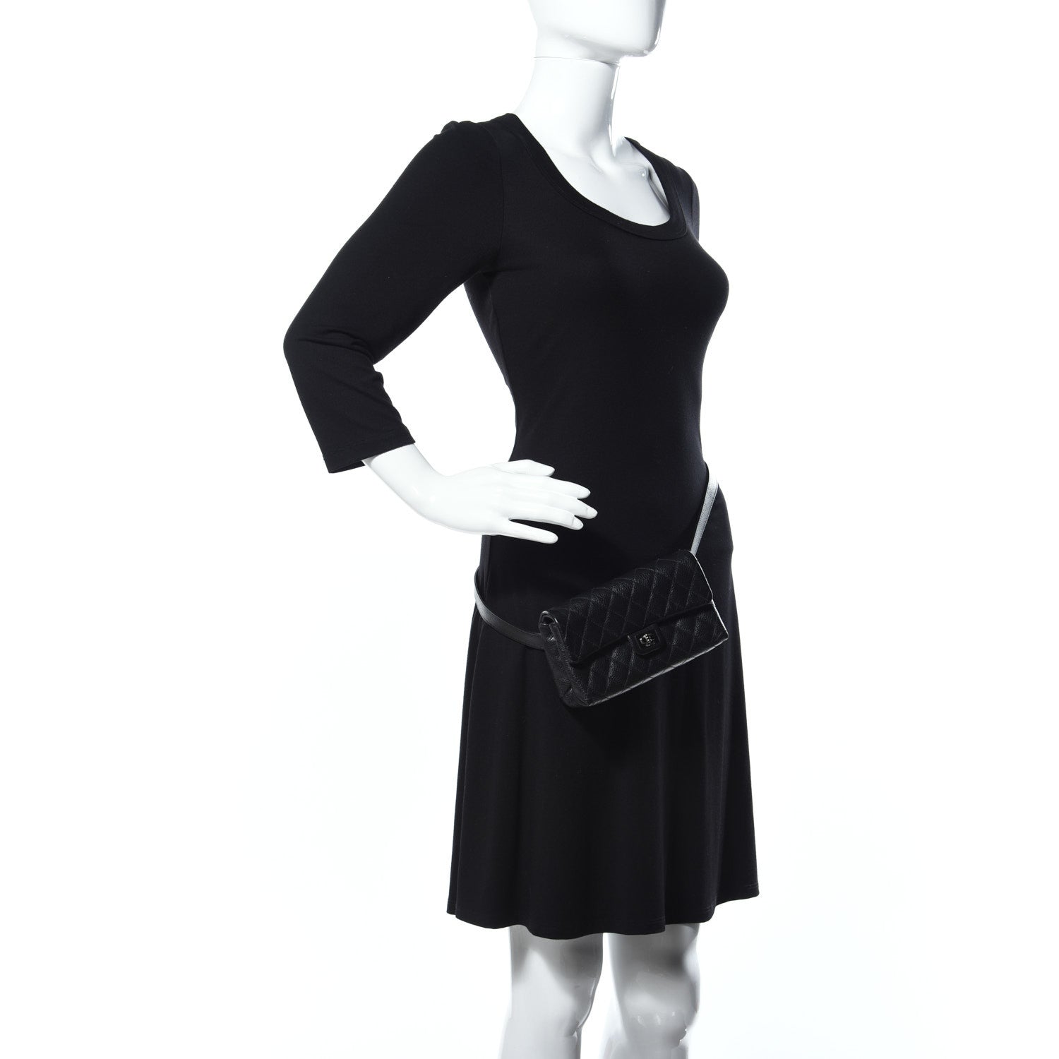 Chanel Grained Calfskin Quilted 2.55 Reissue Flap Belt Bag Clutch Black 3 of 14