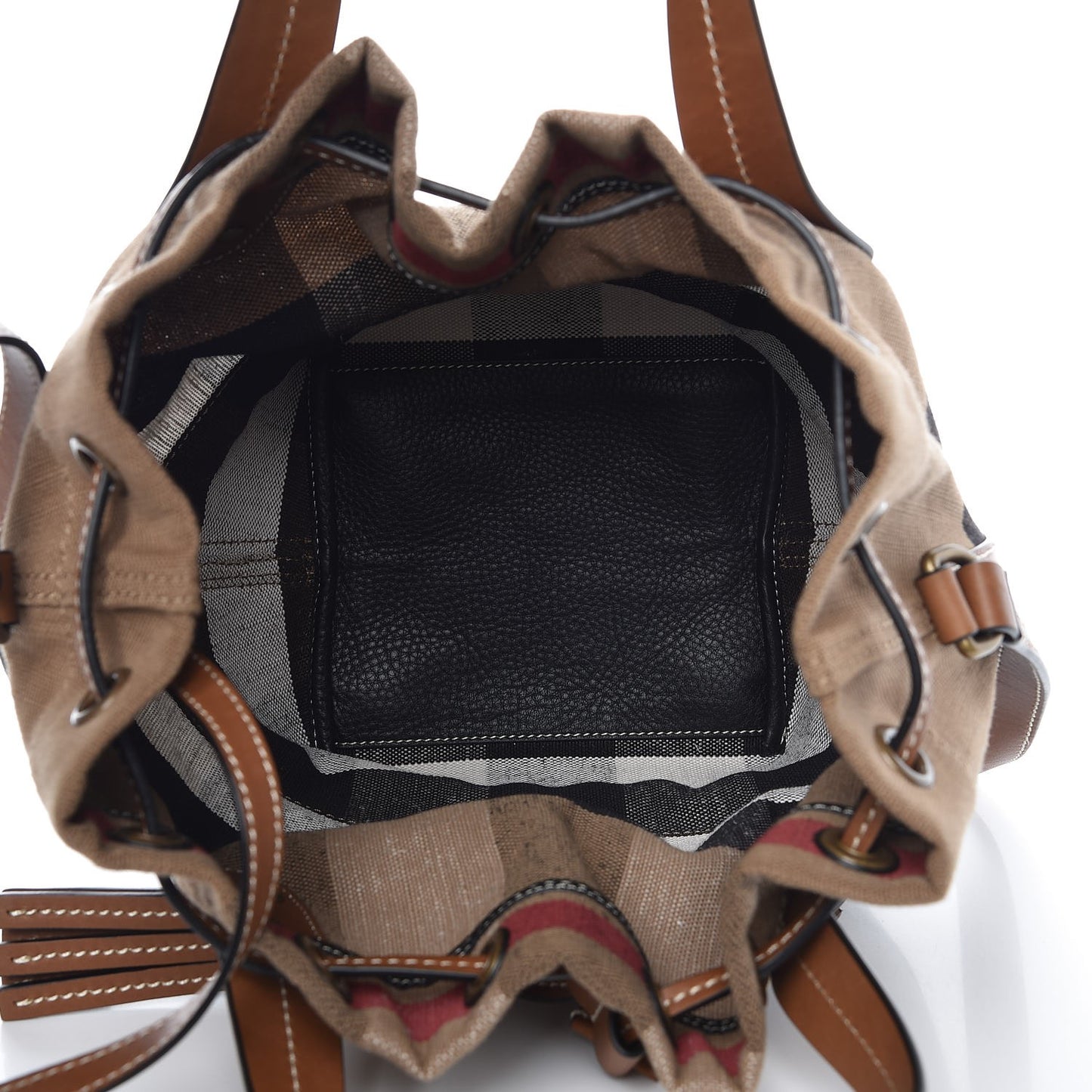 Canvas Mega Check Small Bucket Tan