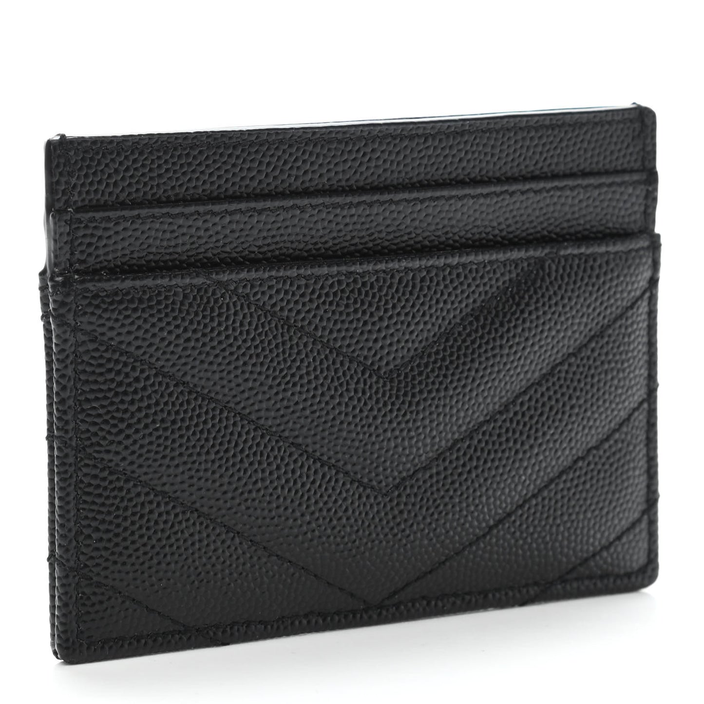 Grain De Poudre Matelasse Chevron Monogram Credit Card Case Black