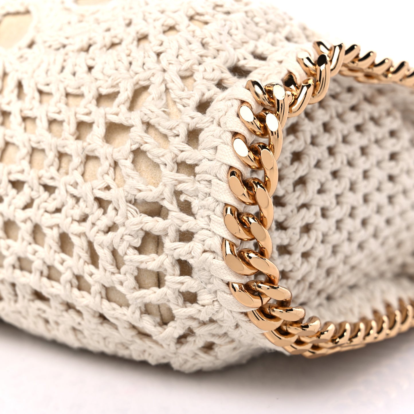 Cotton Crochet Falabella Ajouree Tote Bag White