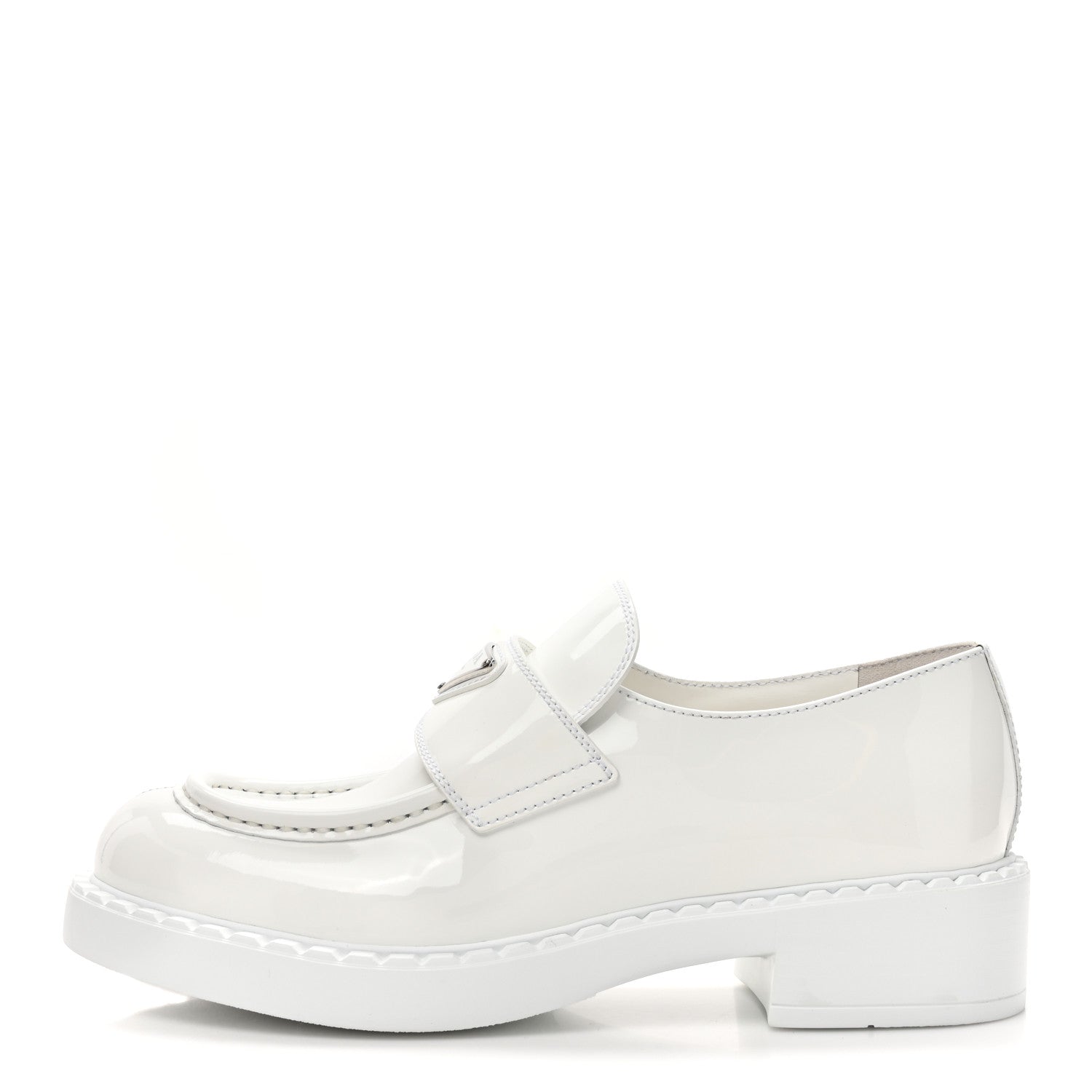 Prada Vernice Triangle 50mm Loafers 38.5 White 1 of 13