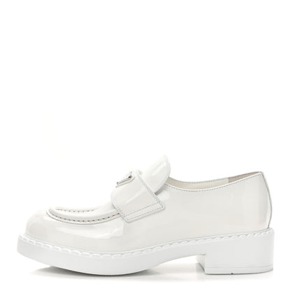 Prada Vernice Triangle 50mm Loafers 38.5 White 1 of 13
