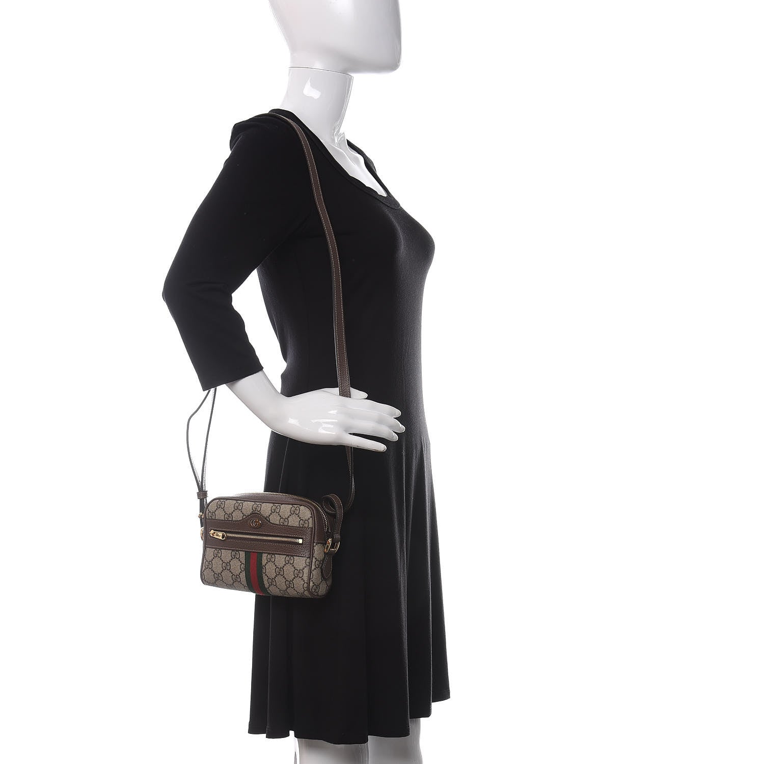 Gucci GG Supreme Monogram Web Mini Ophidia Shoulder Bag Brown 2 of 11