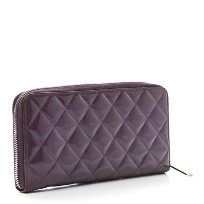 Chanel Patent Quilted Brilliant Zip Around Wallet Purple 3 of 11