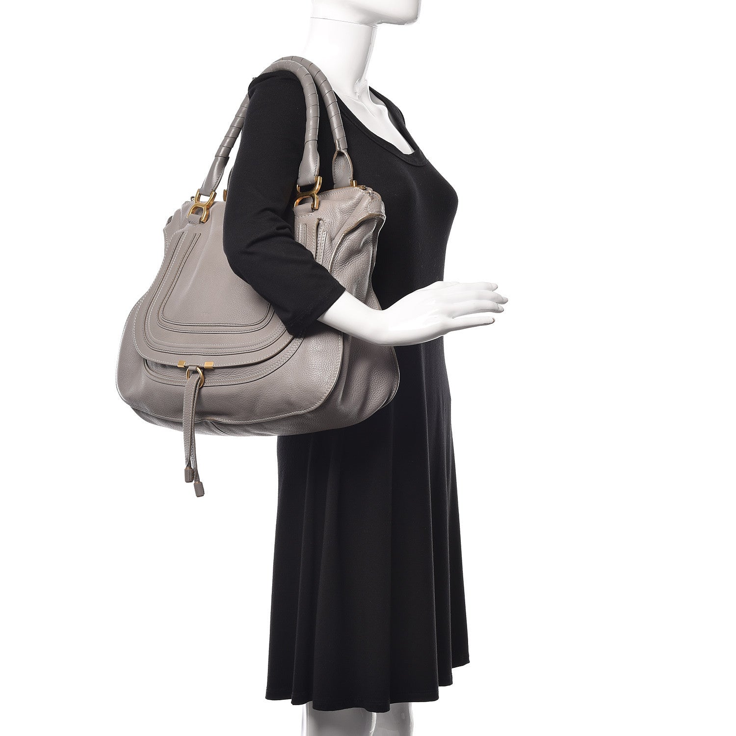 Chloe Calfskin Large Marcie Satchel Cashmere Grey 2 of 16