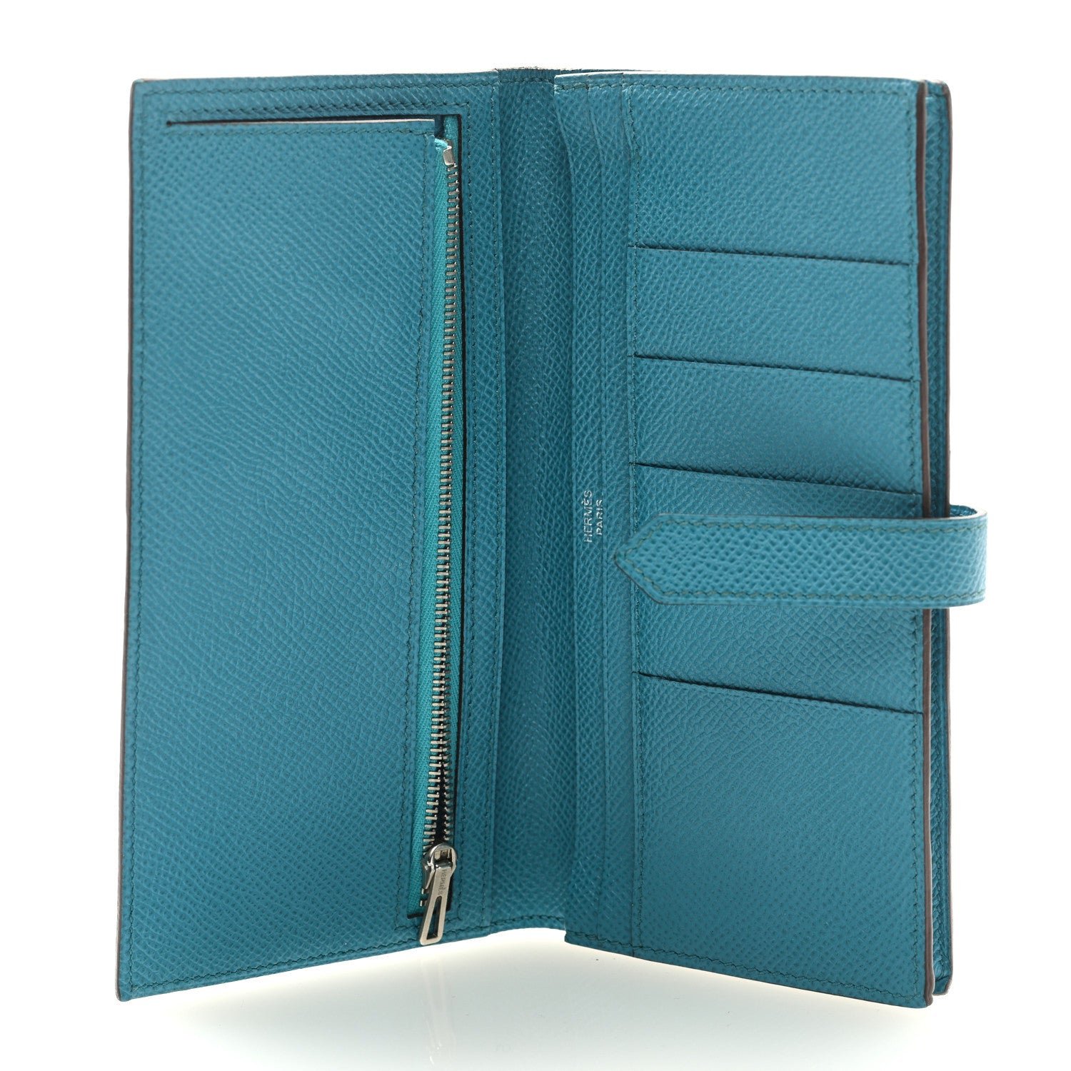 Hermes Epsom Bearn Gusset Wallet Blue Paon 5 of 6