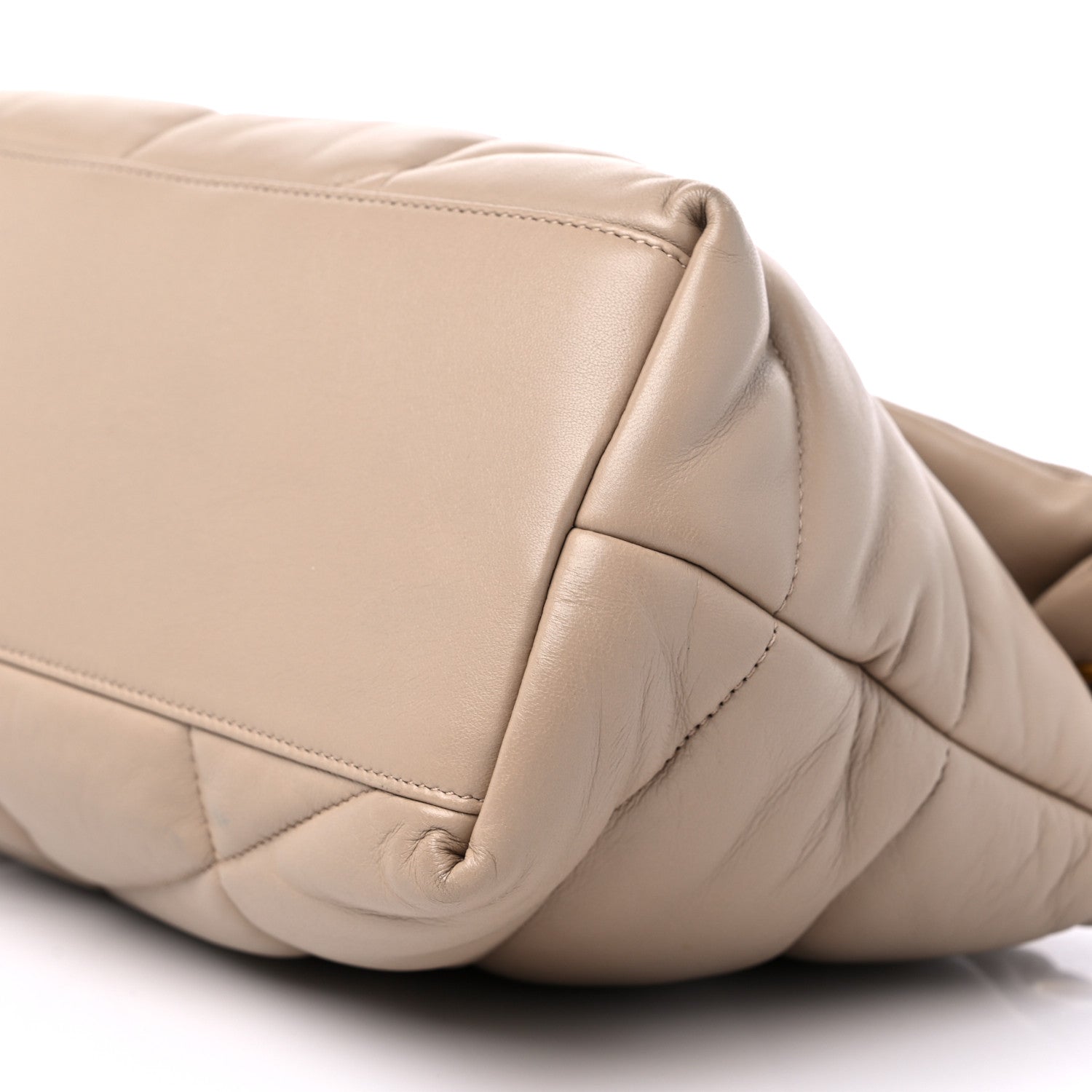 Saint Laurent Lambskin Quilted Small Loulou Puffer Monogram Chain Satchel Dark Beige 10 of 11