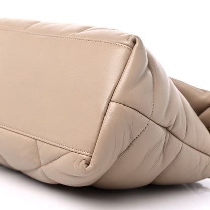 Saint Laurent Lambskin Quilted Small Loulou Puffer Monogram Chain Satchel Dark Beige 10 of 11