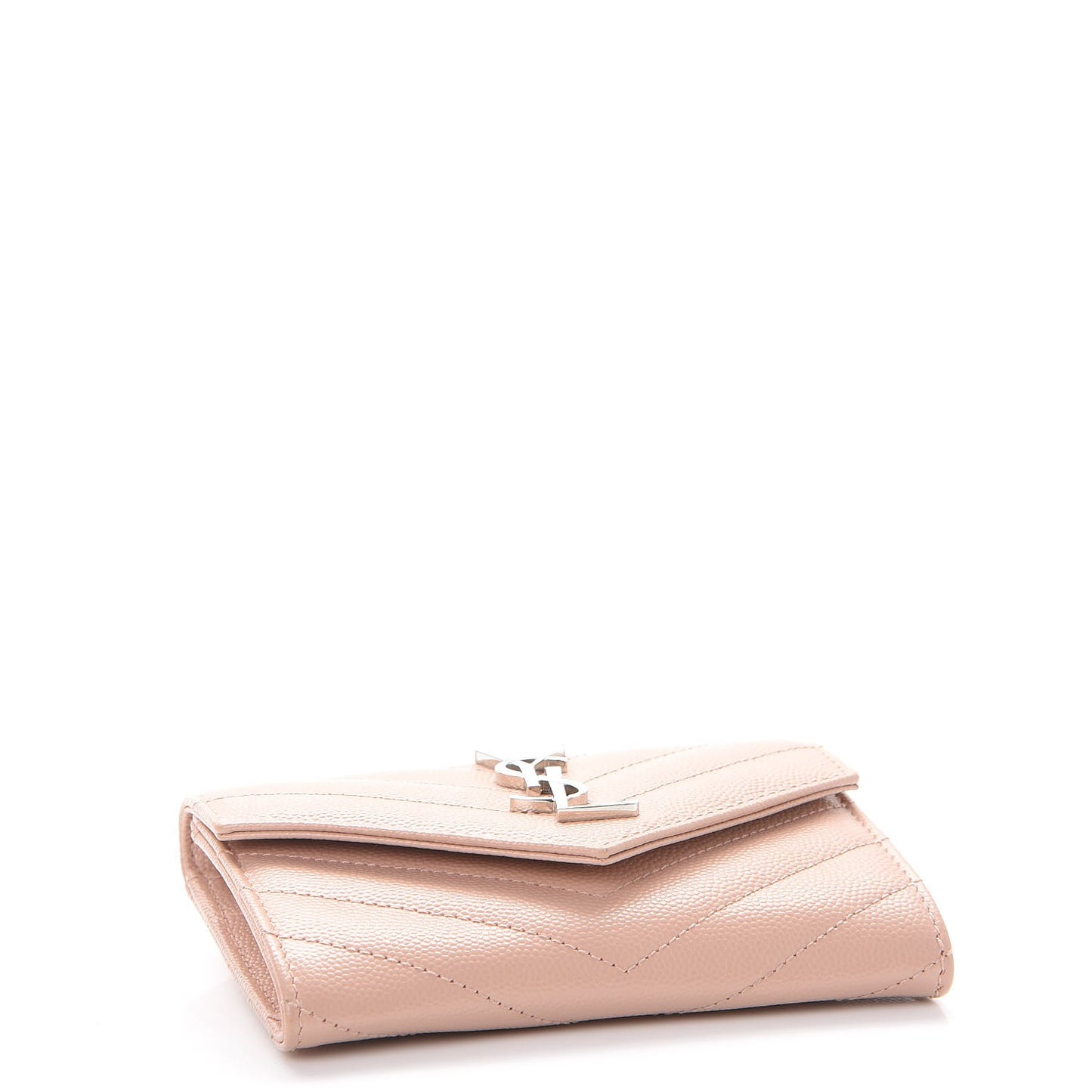 Grain De Poudre Matelasse Chevron Small Monogram Envelope Wallet Pale Blush