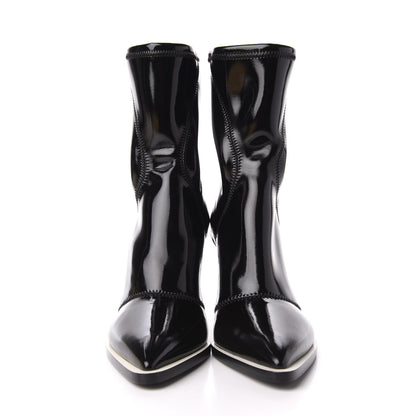 Fendi Glossy Neoprene FFrame Ankle Boots 38 Black 2 of 8