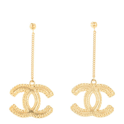 Chanel CC Drop Earrings Matte Gold 1 of 5