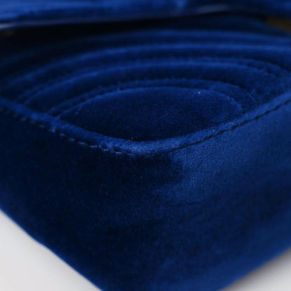 Gucci Velvet Matelasse Mini GG Marmont Shoulder Bag Cobalt Blue 9 of 16