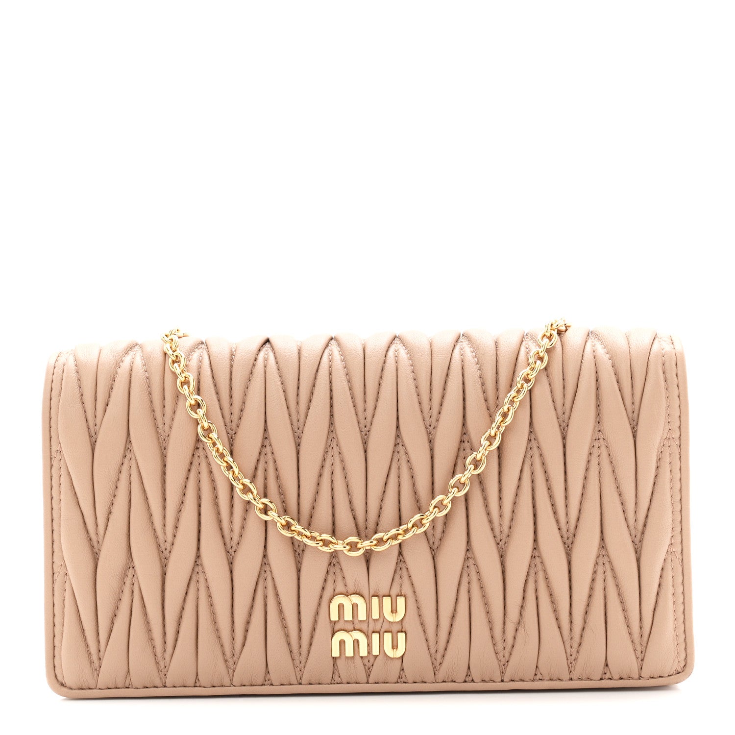 Miu Miu Nappa Matelasse Smartphone Holder With Chain Cammeo 1 of 10