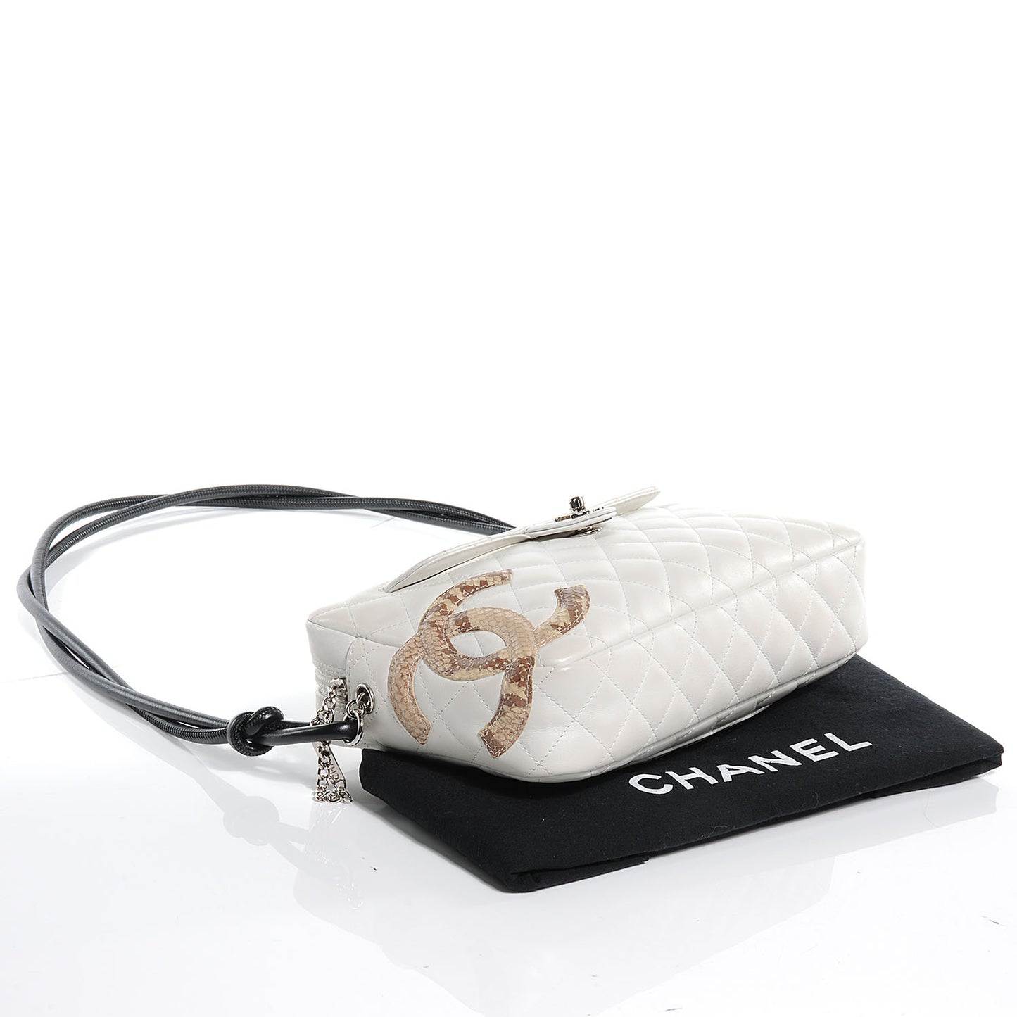 Calfskin Python Quilted Cambon Camera Case White