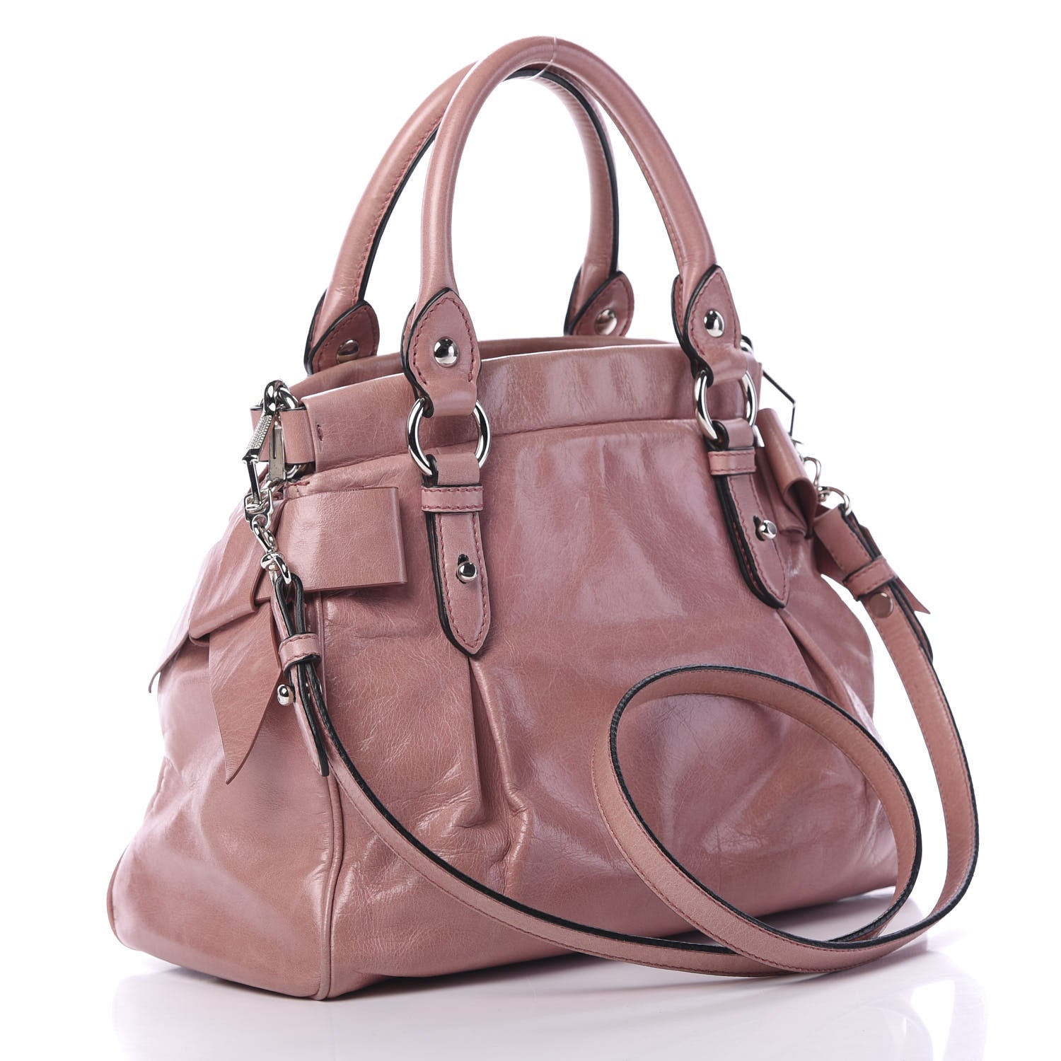 Miu Miu Vitello Lux Bow Tote Mughetto 2 of 13