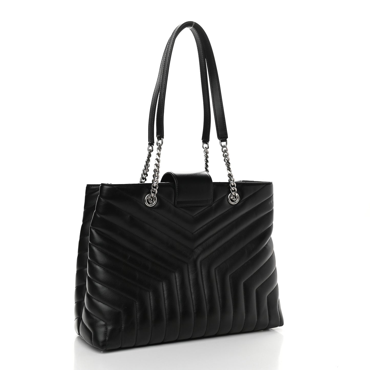 Calfskin Y Quilted Monogram Large Loulou Shopper Black
