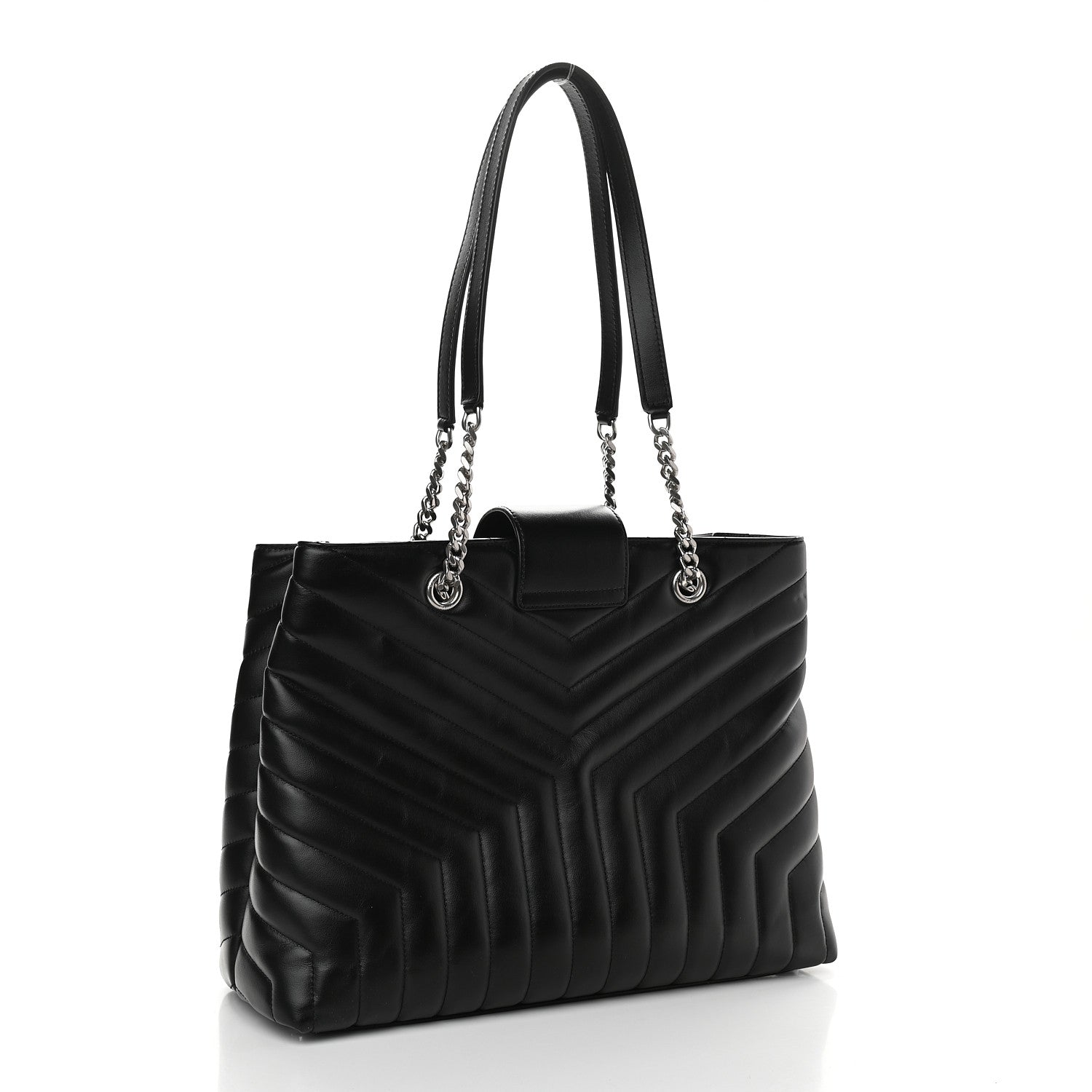 Saint Laurent Calfskin Y Quilted Monogram Large Loulou Shopper Black 3 of 9