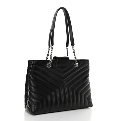 Saint Laurent Calfskin Y Quilted Monogram Large Loulou Shopper Black 3 of 9