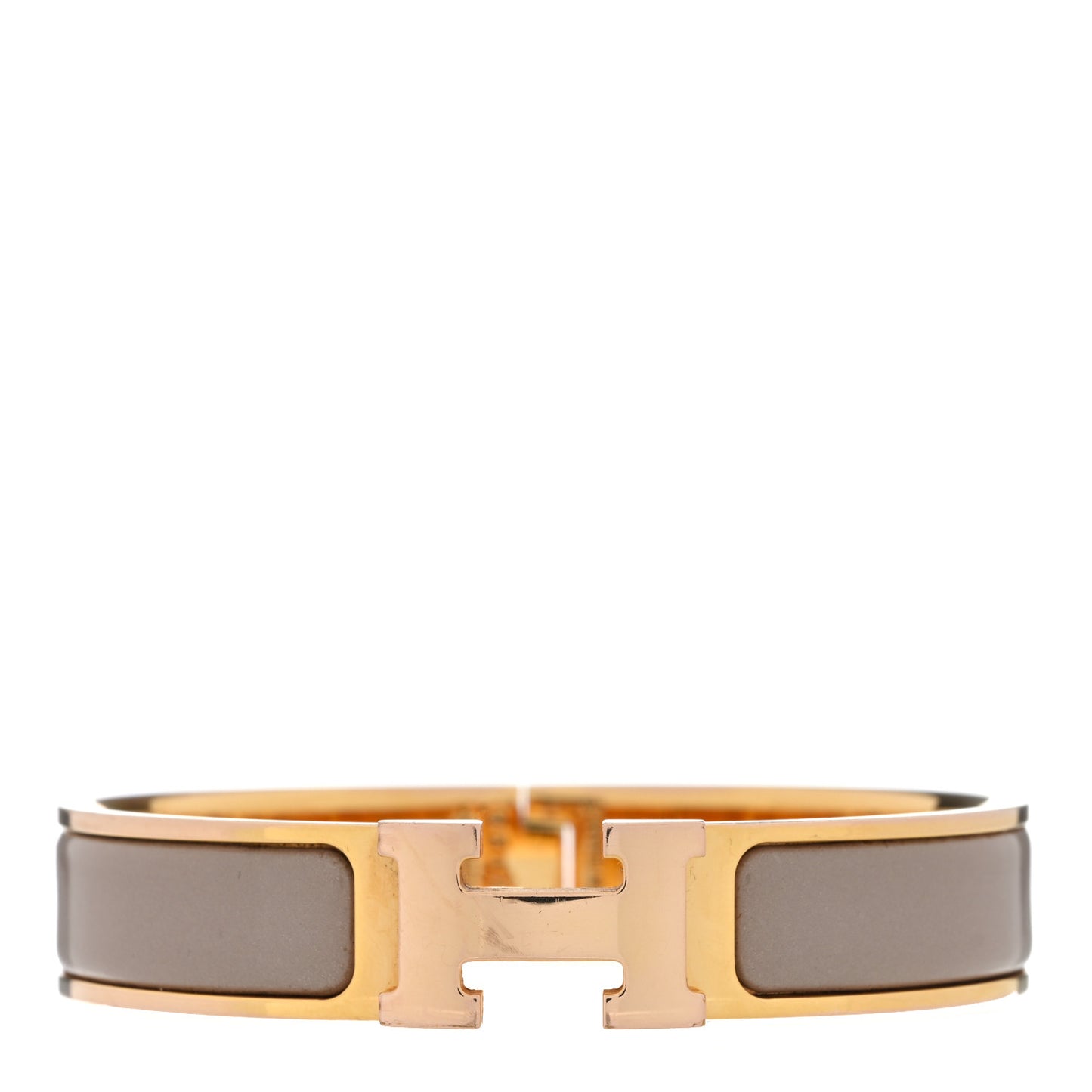Enamel Narrow Clic Clac H Bracelet GM Marron Glace
