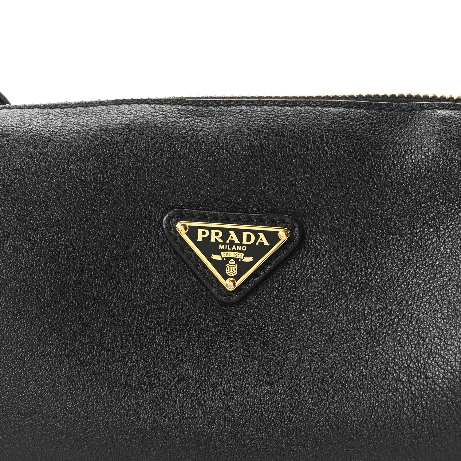 Prada Calfskin Triangle Pouch Shoulder Bag Black 7 of 10