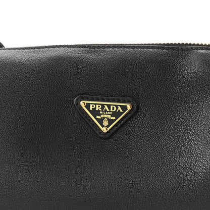 Prada Calfskin Triangle Pouch Shoulder Bag Black 7 of 10