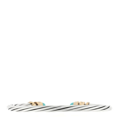 David Yurman Sterling Silver 18K Yellow Gold Diamond Turquoise Helena Cuff Bracelet 2 of 3