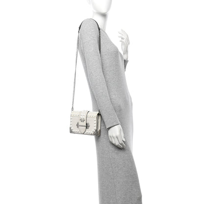 Prada City Calfskin Saffiano Studded Cahier Bag White 2 of 10