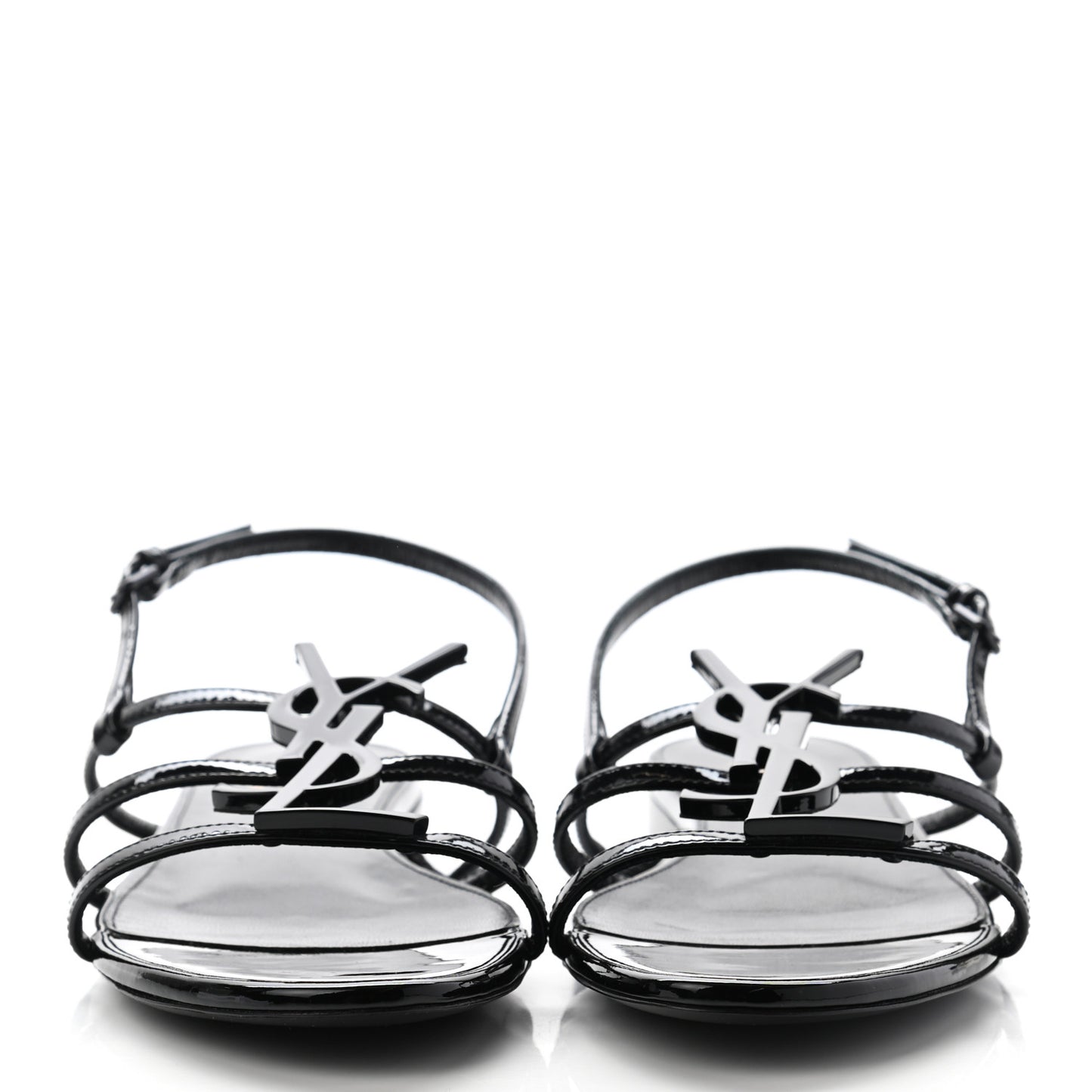 Patent Calfskin Cassandra Monogram Sandals 37 Black