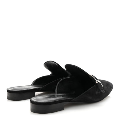 Hermes Velvet Goatskin Crystal Beauty Mules 39 Black 5 of 9