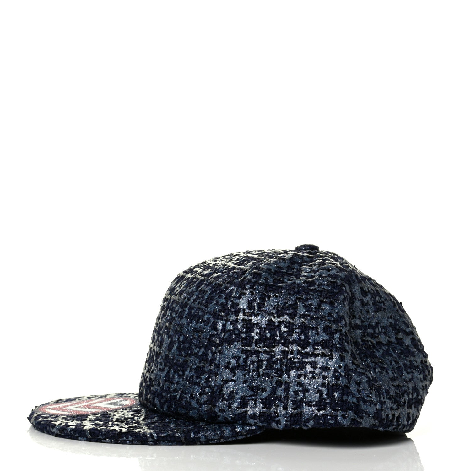 Chanel Glittered Tweed Cap Hat Navy Blue 3 of 6