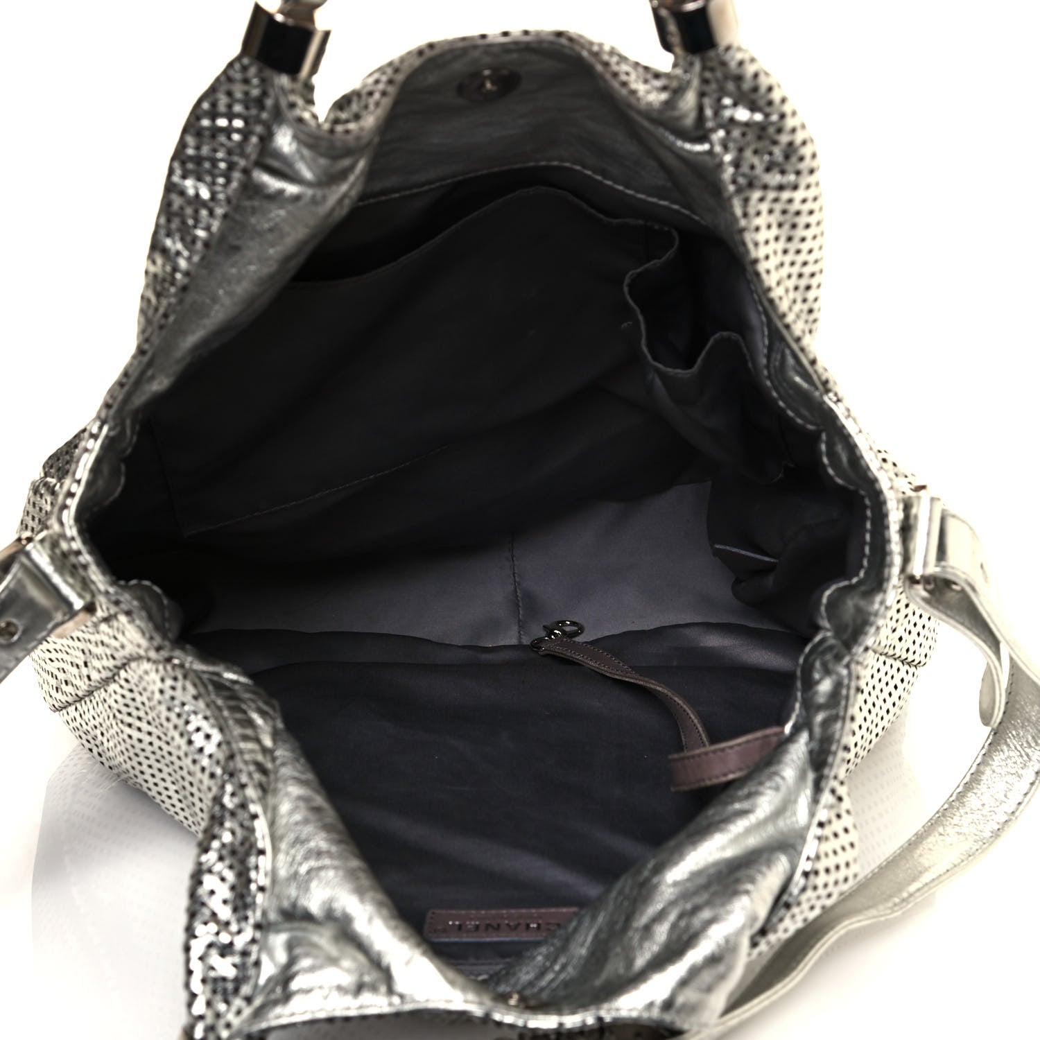 Chanel Metallic Glazed Calfskin Perforated Medium Rodeo Drive Tote Silver 5 of 14