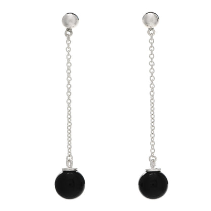 Tiffany Sterling Silver Black Onyx Ziegfeld Drop Earrings 1 of 4