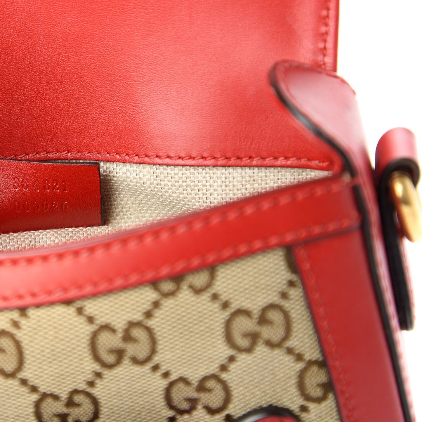 Monogram Ruinart Calfskin Small Lady Web Shoulder Bag Beige Ebony Hibiscus Red