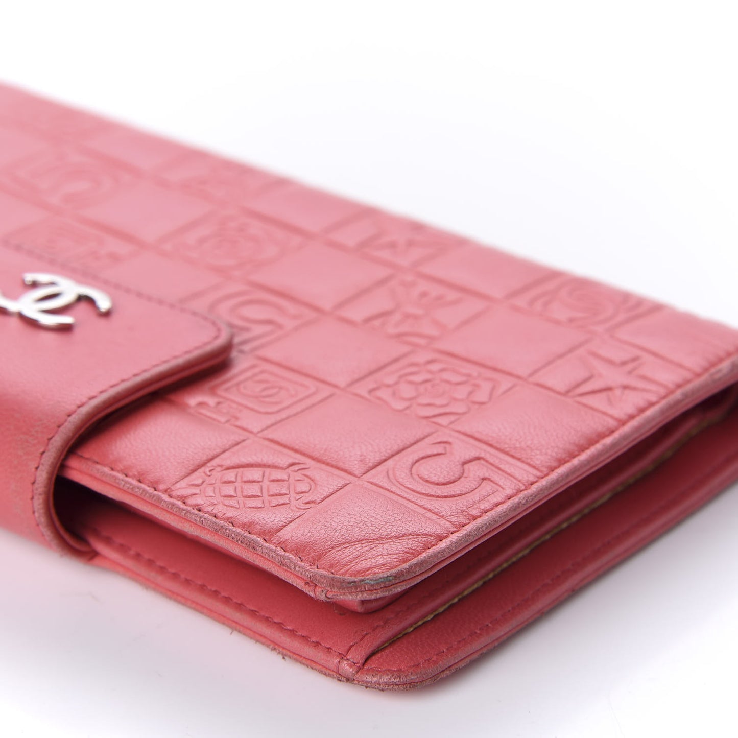 Lambskin Lucky Symbols French Flap Wallet Pink