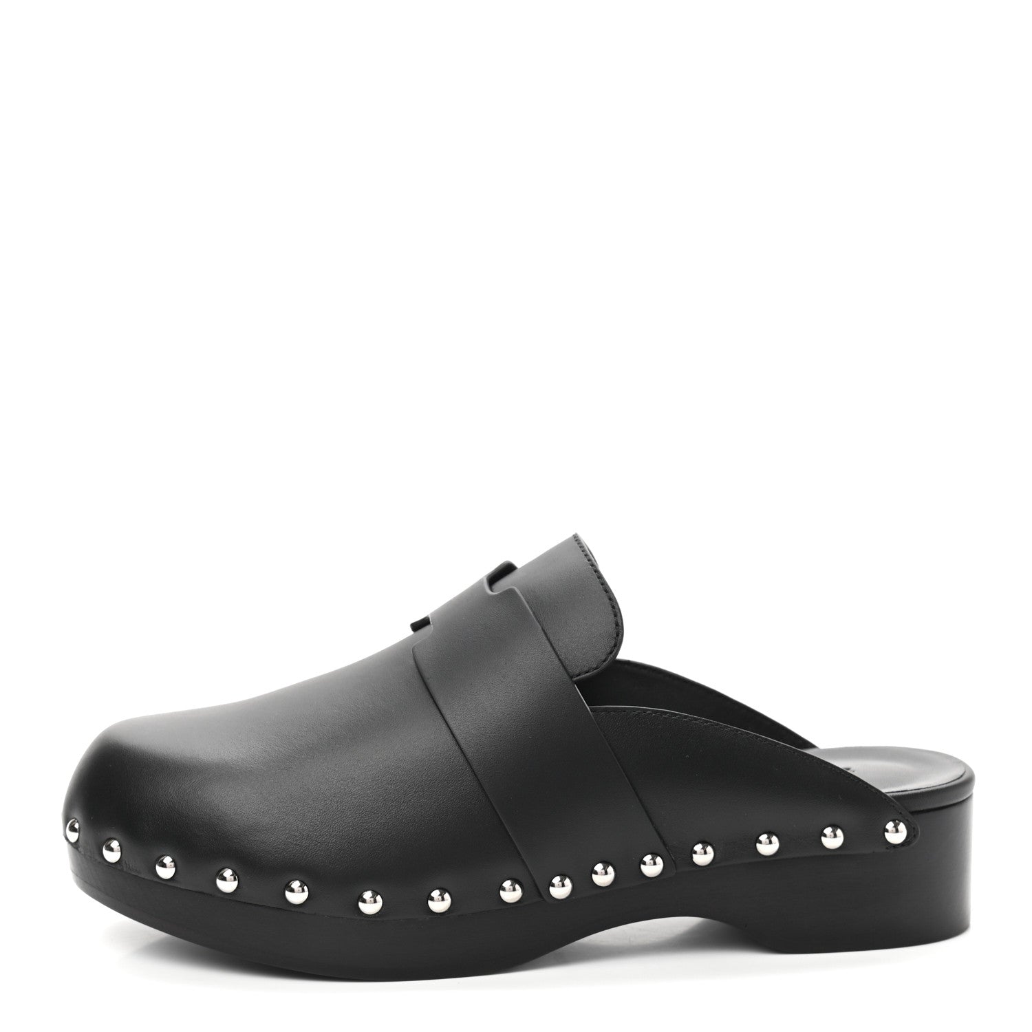 Hermes Calfskin Calya Mules 38 Black 1 of 7