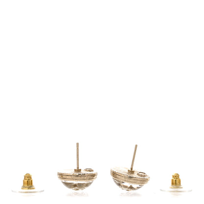 Chanel Resin Crystal Chain CC Round Earrings Gold 3 of 5