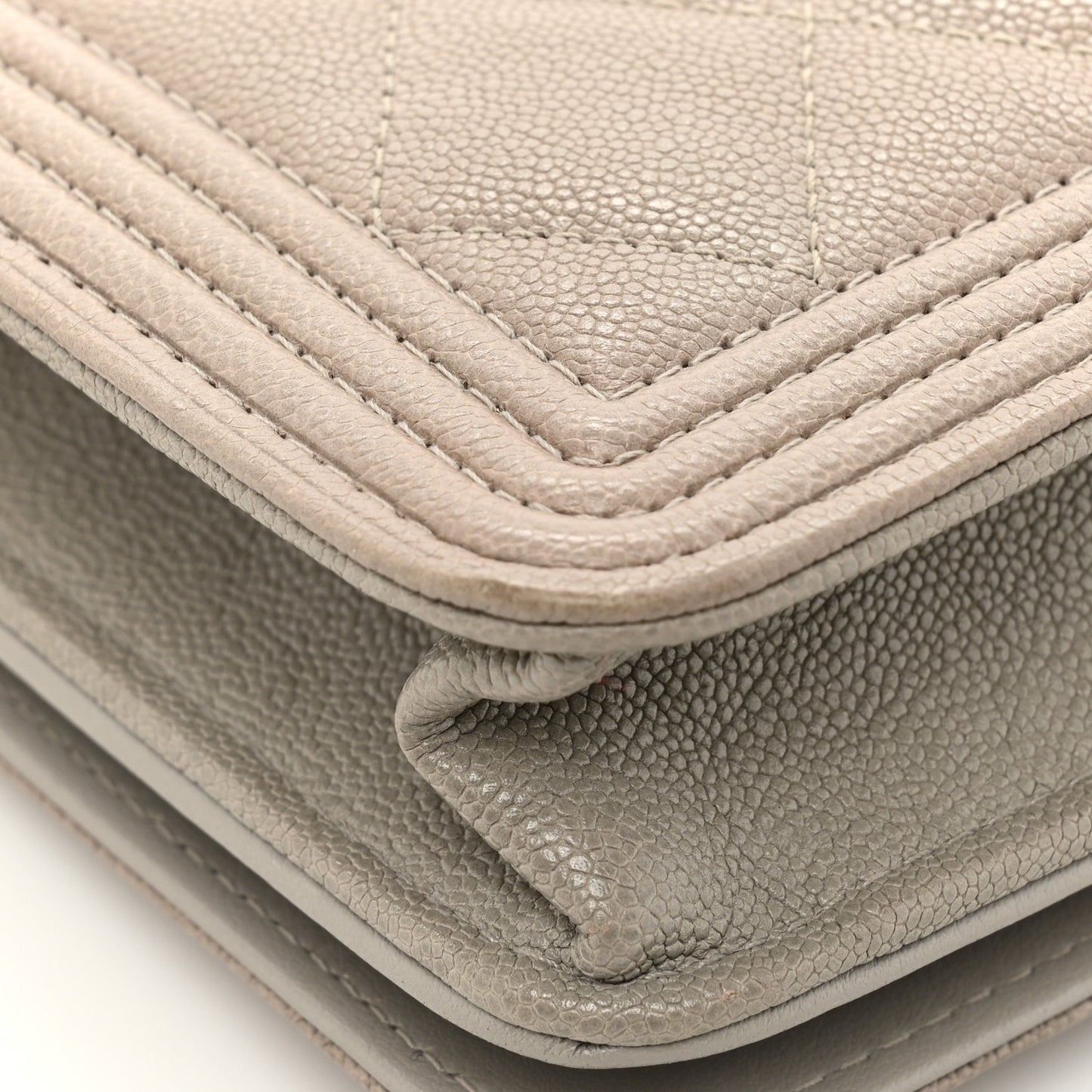 Caviar Quilted Boy Wallet On Chain WOC Grey