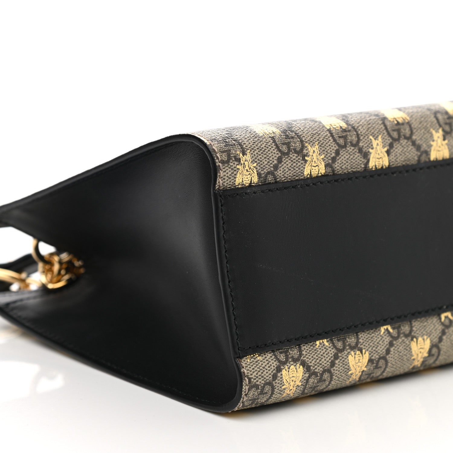 Gucci GG Supreme Monogram Bees Small Padlock Tote Beige Oro Black 10 of 12