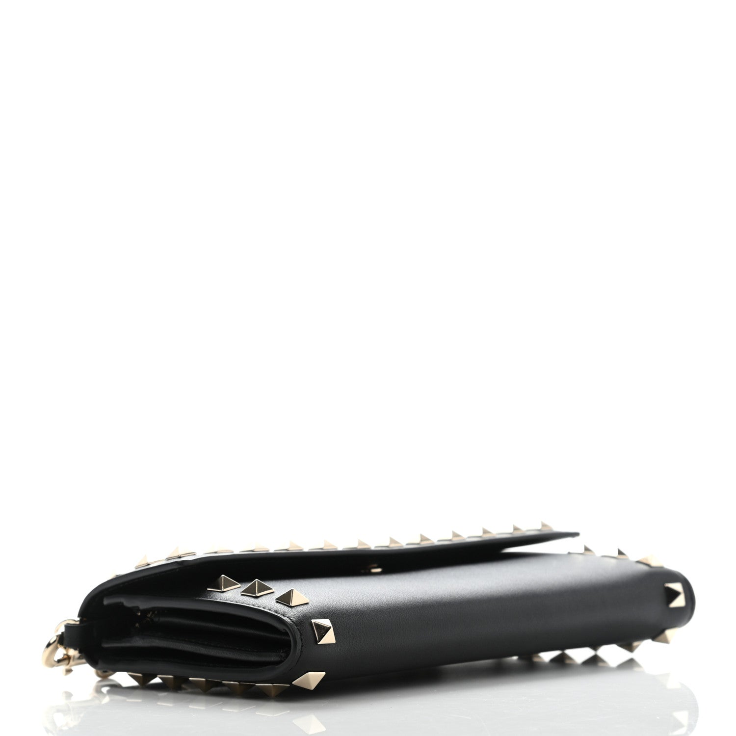 Valentino Garavani Calfskin Rockstud Wristlet Travel Wallet Black 4 of 8