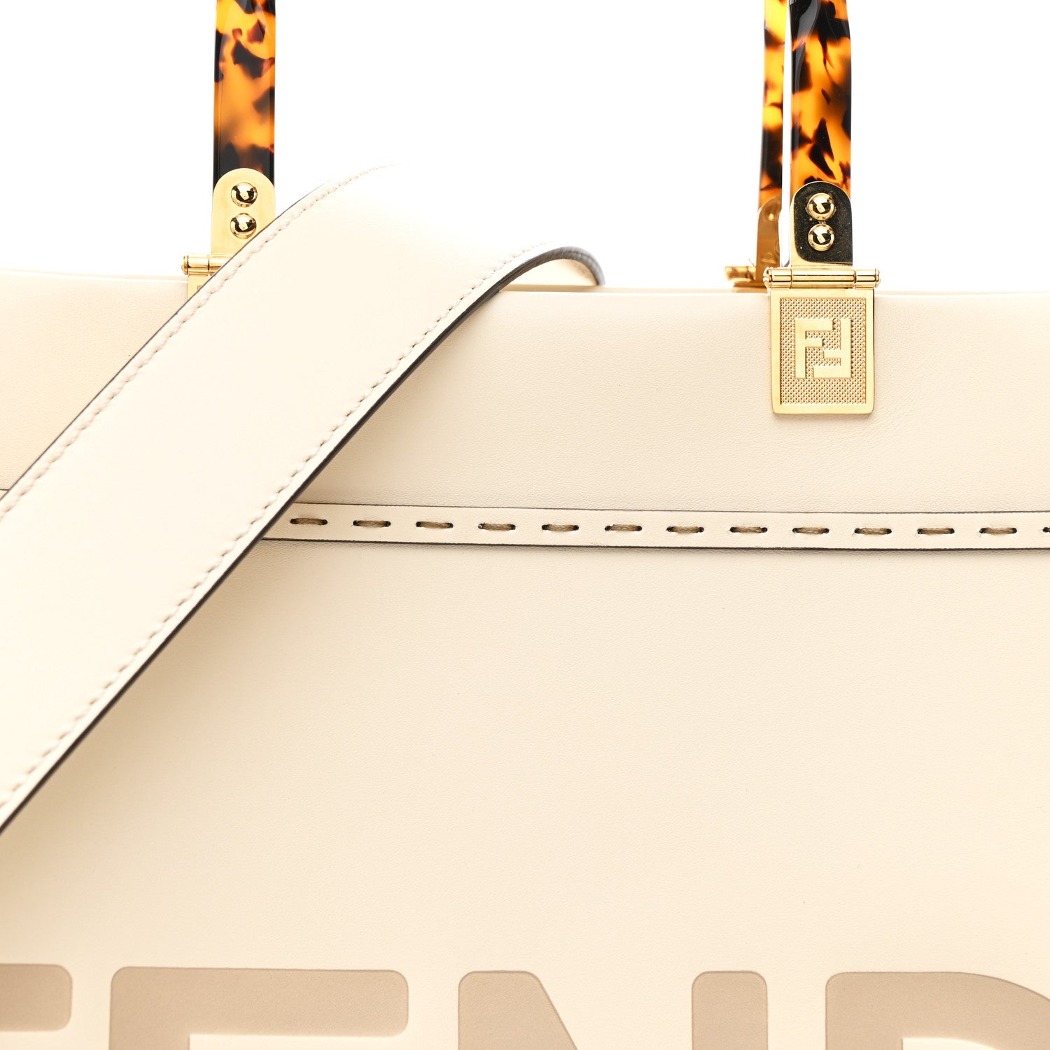 Fendi Vitello King Plexiglass Medium Fendi Sunshine Shopper Tote White Ice 7 of 9