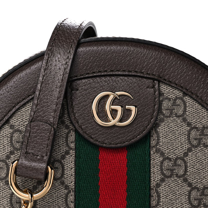 Gucci GG Supreme Monogram Web Mini Ophidia Round Shoulder Bag Brown 9 of 12