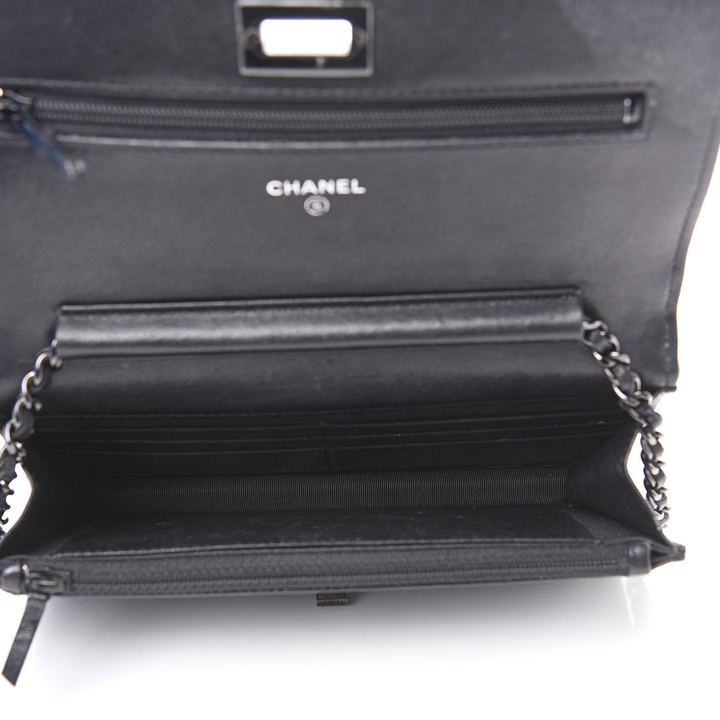 Sheepskin Chevron Quilted Reissue Wallet On Chain WOC So Black