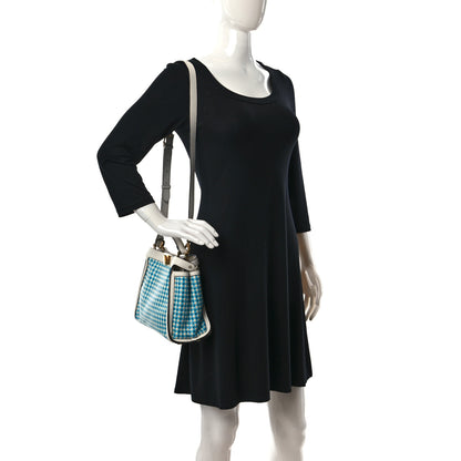 Fendi Vitello Woven Medium Peekaboo Iconic Essentially Satchel Blue 2 of 10