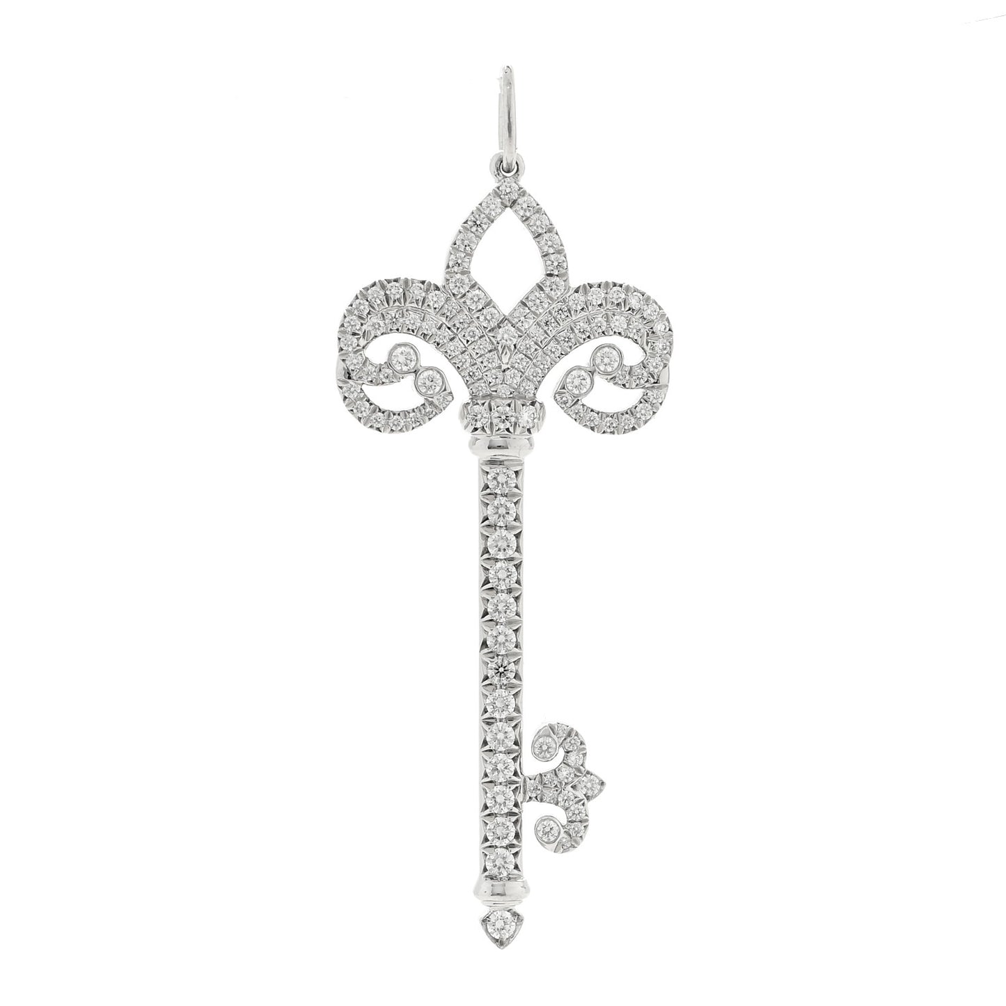 Platinum Diamond .37ct Fleur De Lis Key Pendant